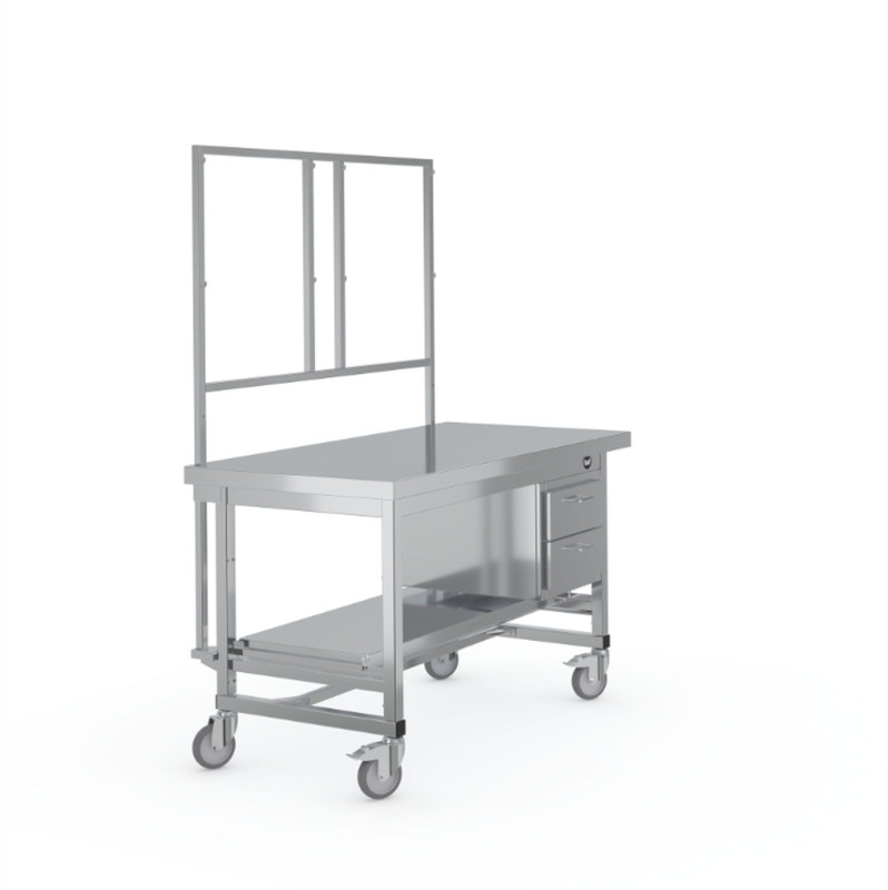 Mobile packing table with height adjustment