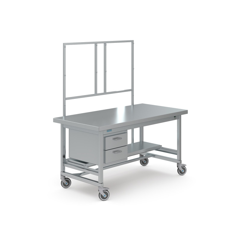 Packing table with height adjustment